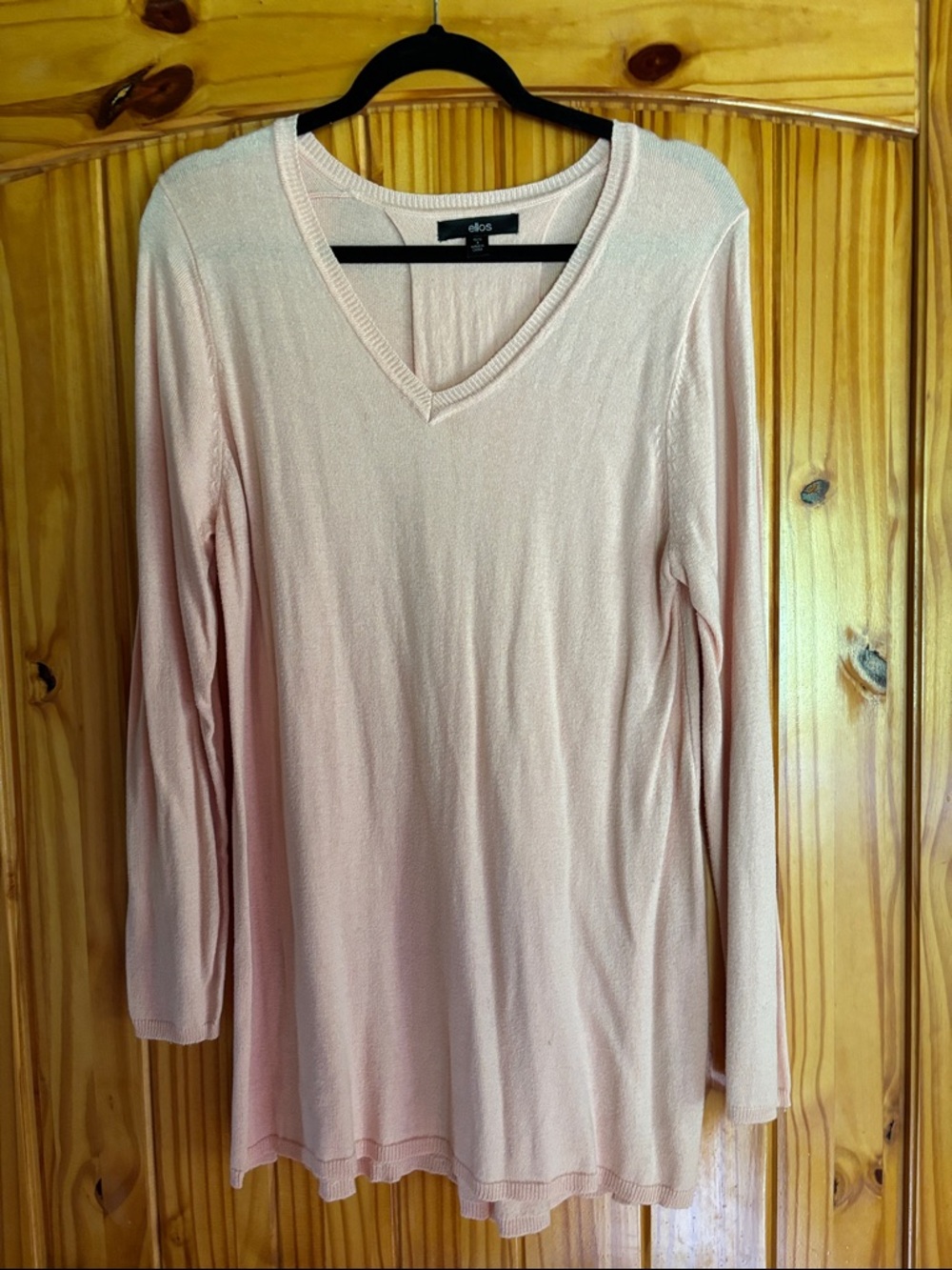 ellos Blush Pink V-Neck Long Sleeve Knit Top